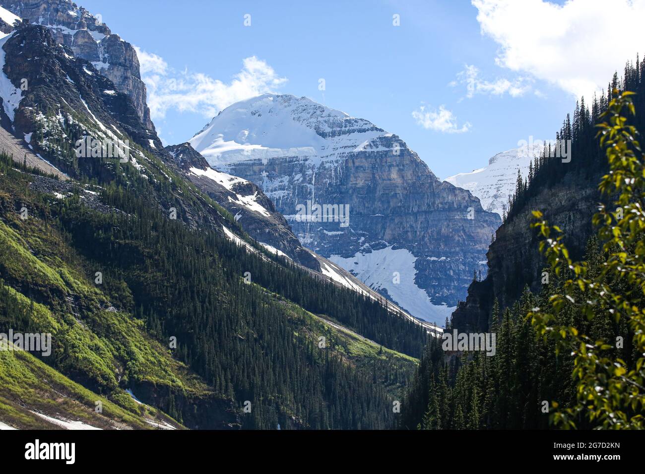Snow capped mountain from Lake Louise Stock Photo - Alamy
