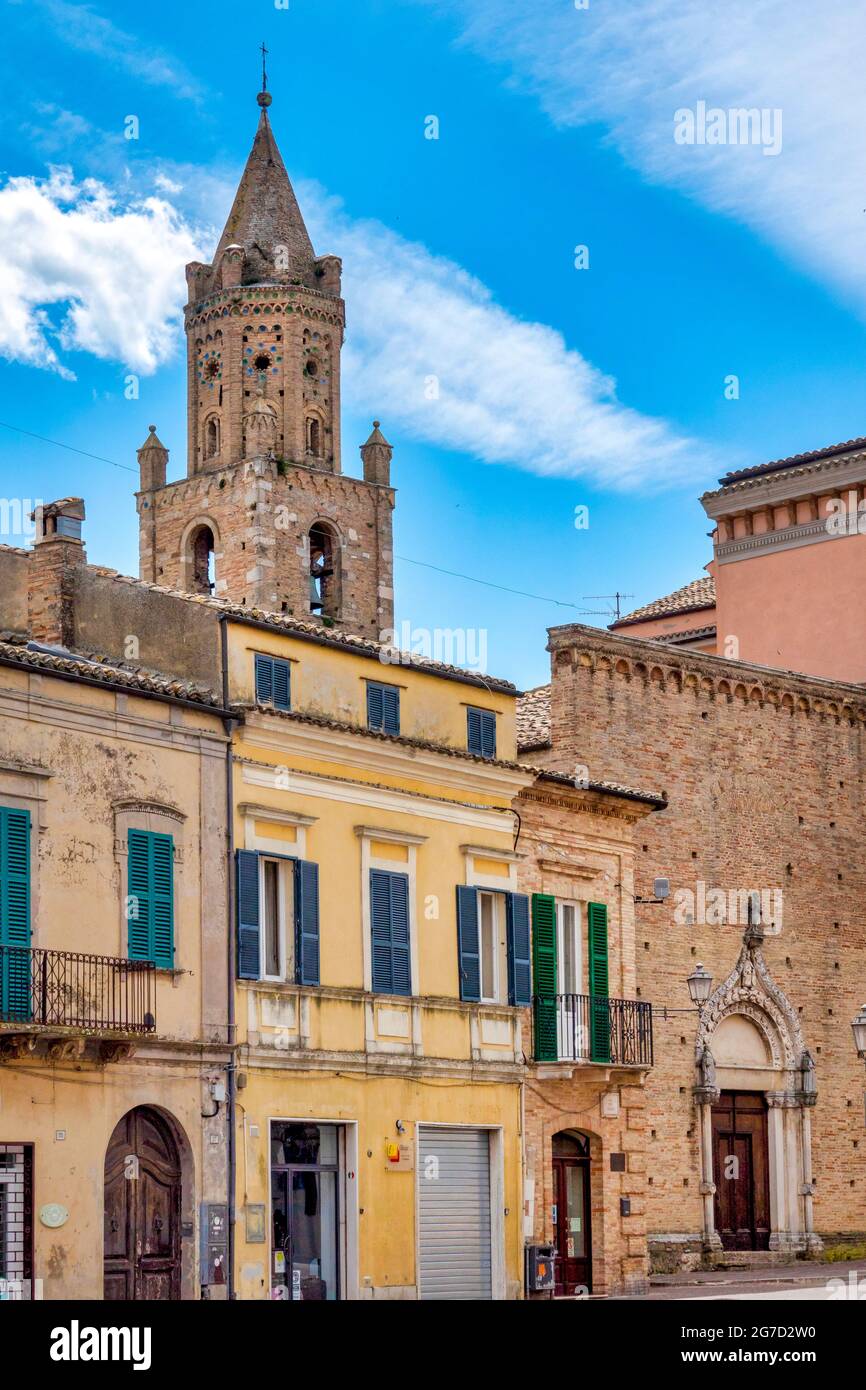 The church of Sant'Agostino seen from Piazza Duomo,  Atri, Italy Stock Photo