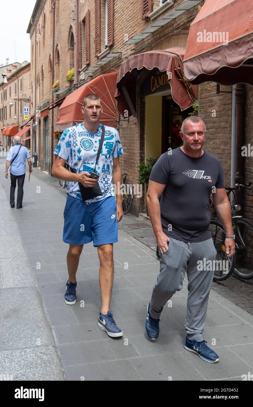 Ferrara, July 13, 2021. Basketball player, Nba star and passionate about horseback riding Nikola Jokic visits places where legendary horse Varenne born in Ferrara, Italy. Credit: Filippo Rubin / Alamy Live News Stock Photo