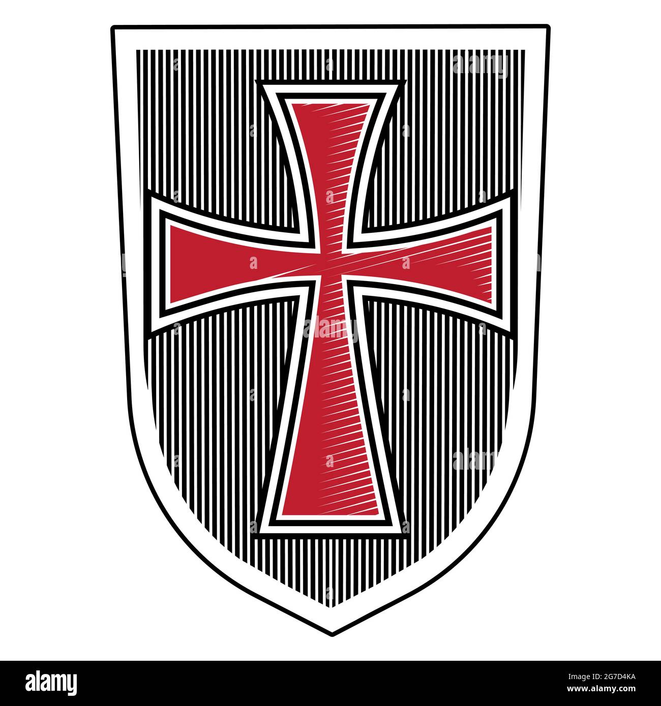 Knightly design. The heraldic shield of the Crusader Stock Vector