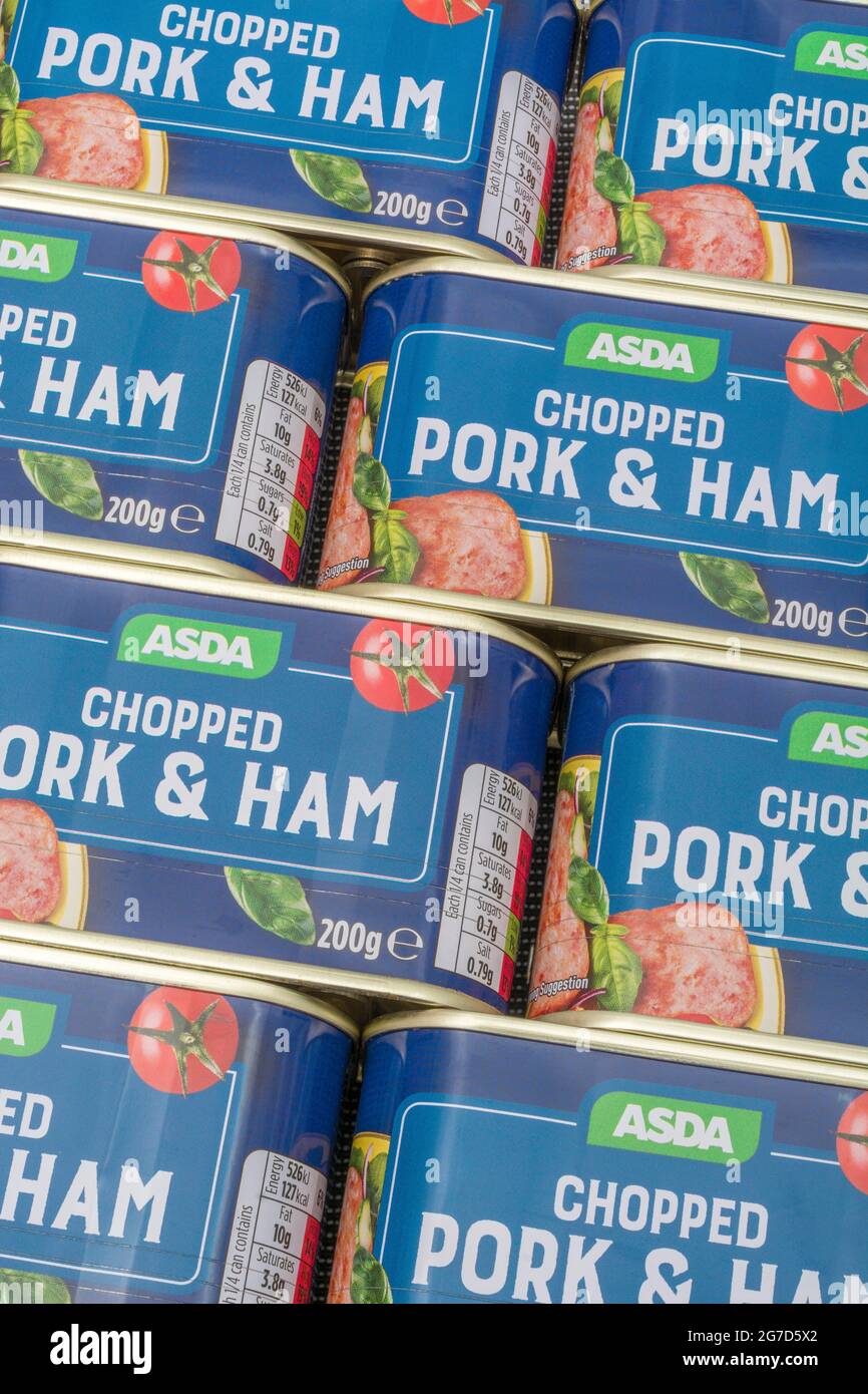 ASDA own-label chopped pork and ham tinned luncheon meat / Spam. For ...