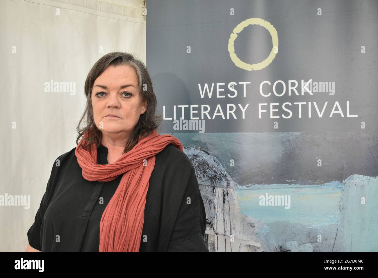 Bantry, West Cork, Ireland. 12th July 2021. West Cork Literary Festival last day of live outdoor events featuring numerous writers. Pictured below Louise Kennedy. Credit: Karlis Dzjamko/Alamy Live News Stock Photo