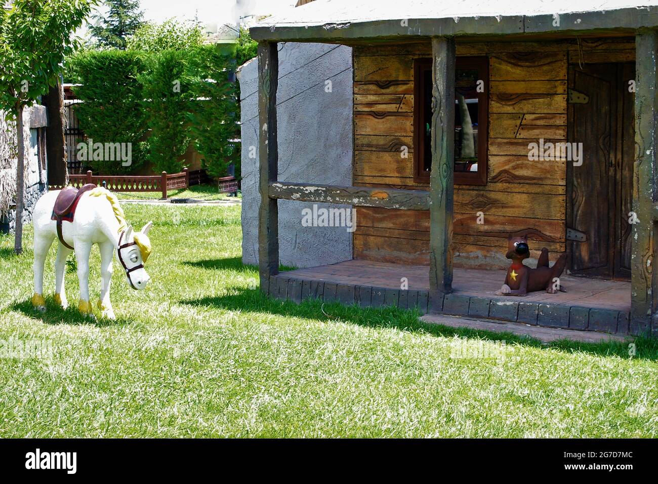 Lucky Luke horse and dog Stock Photo