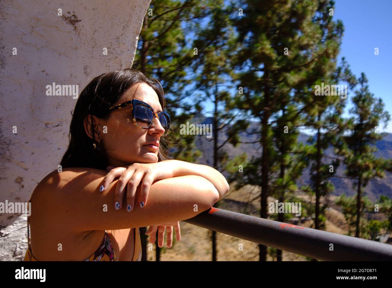 Woman breathes pure free air without a mask Stock Photo - Alamy