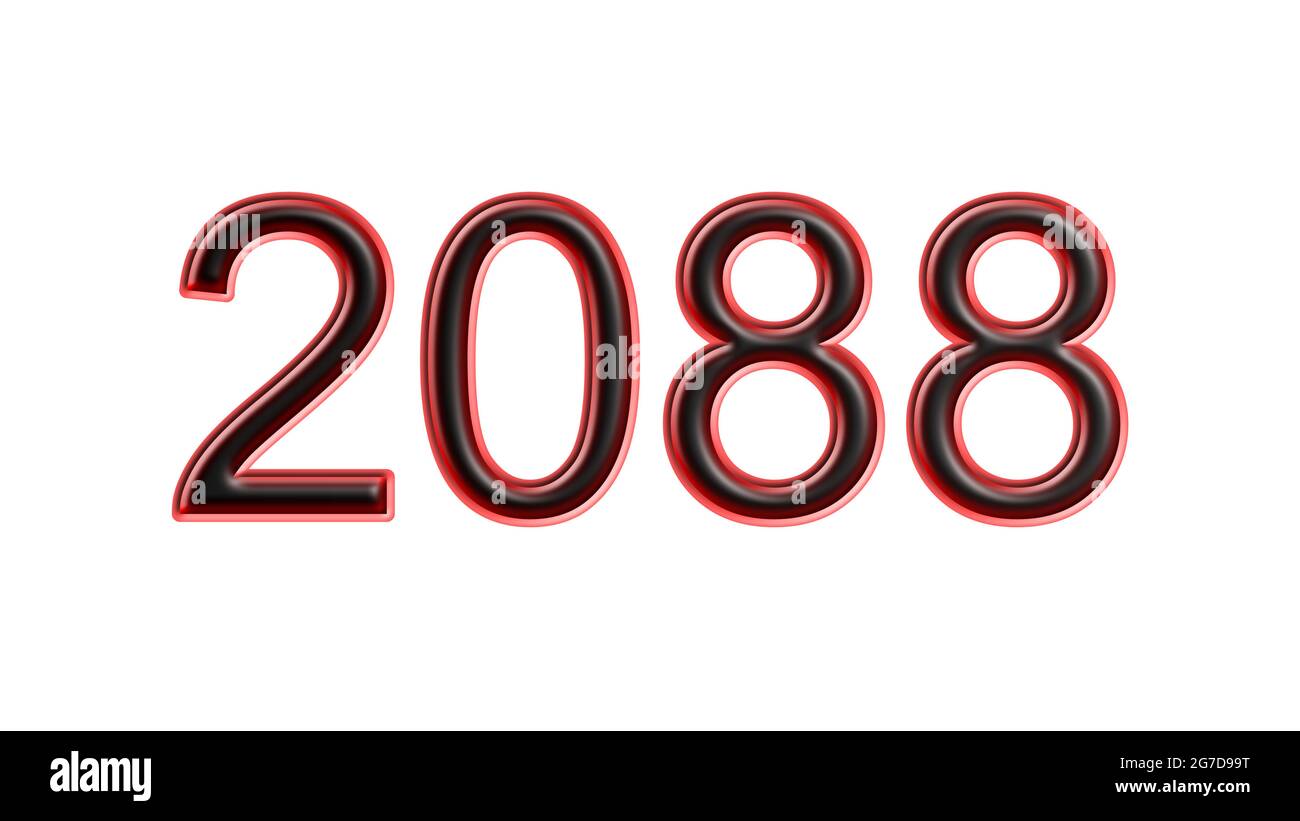 red 2088 number 3d effect white background Stock Photo - Alamy