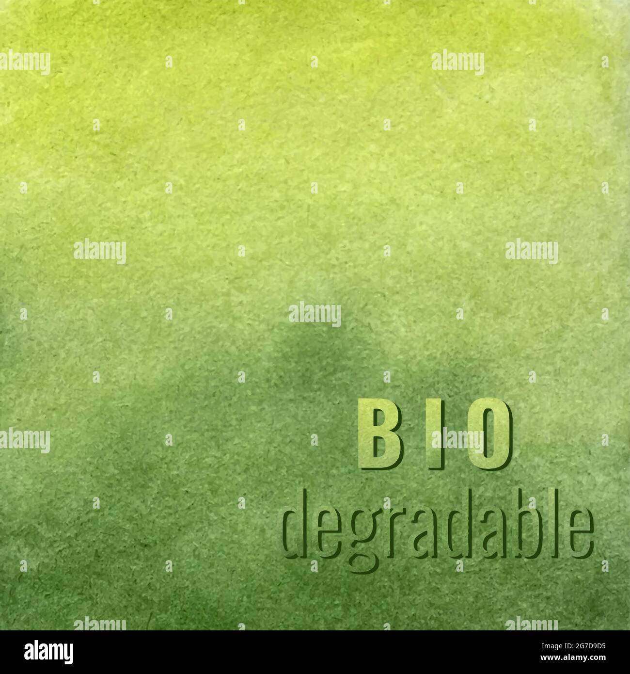 Biodegradable lettering on a green background. Handmade watercolor ...