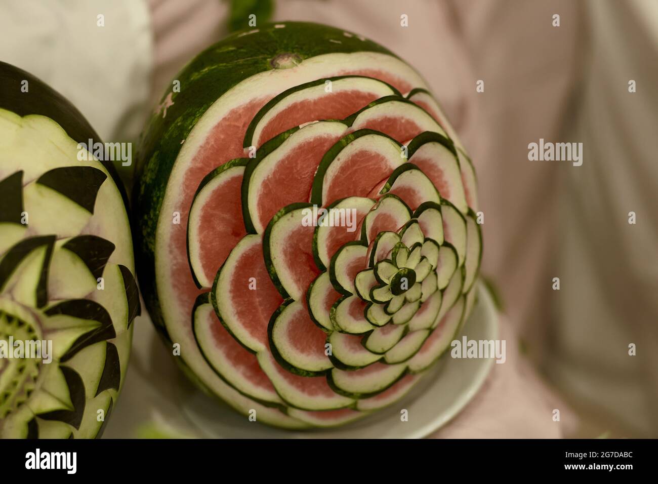 Art Mukimono - Watermelon carving art, art of food presentation. High quality photo Stock Photo