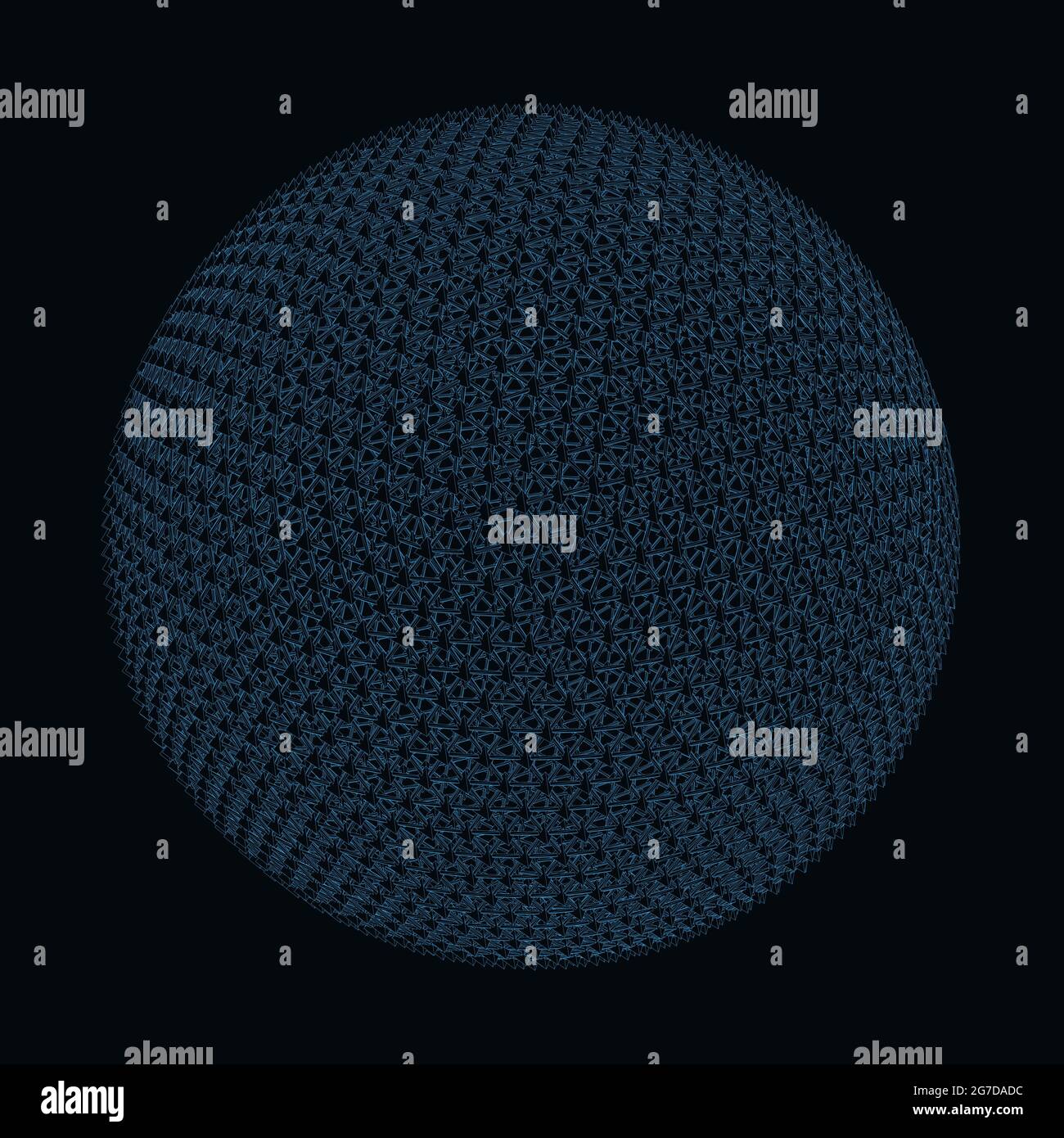 Abstract ball wireframe made of blue lines on a dark background. Vector illustration. Stock Vector