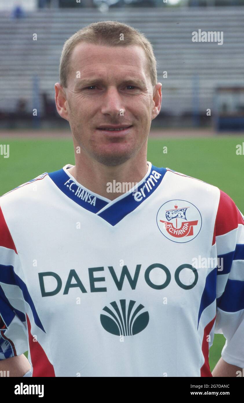 firo Fuvuball, football, 1st Bundesliga, season 1996/1997, archive photo, 96/97 archive images, FC Hansa Rostock, photocall, 1996 Stefan Studer, half figure, portrait Stock Photo