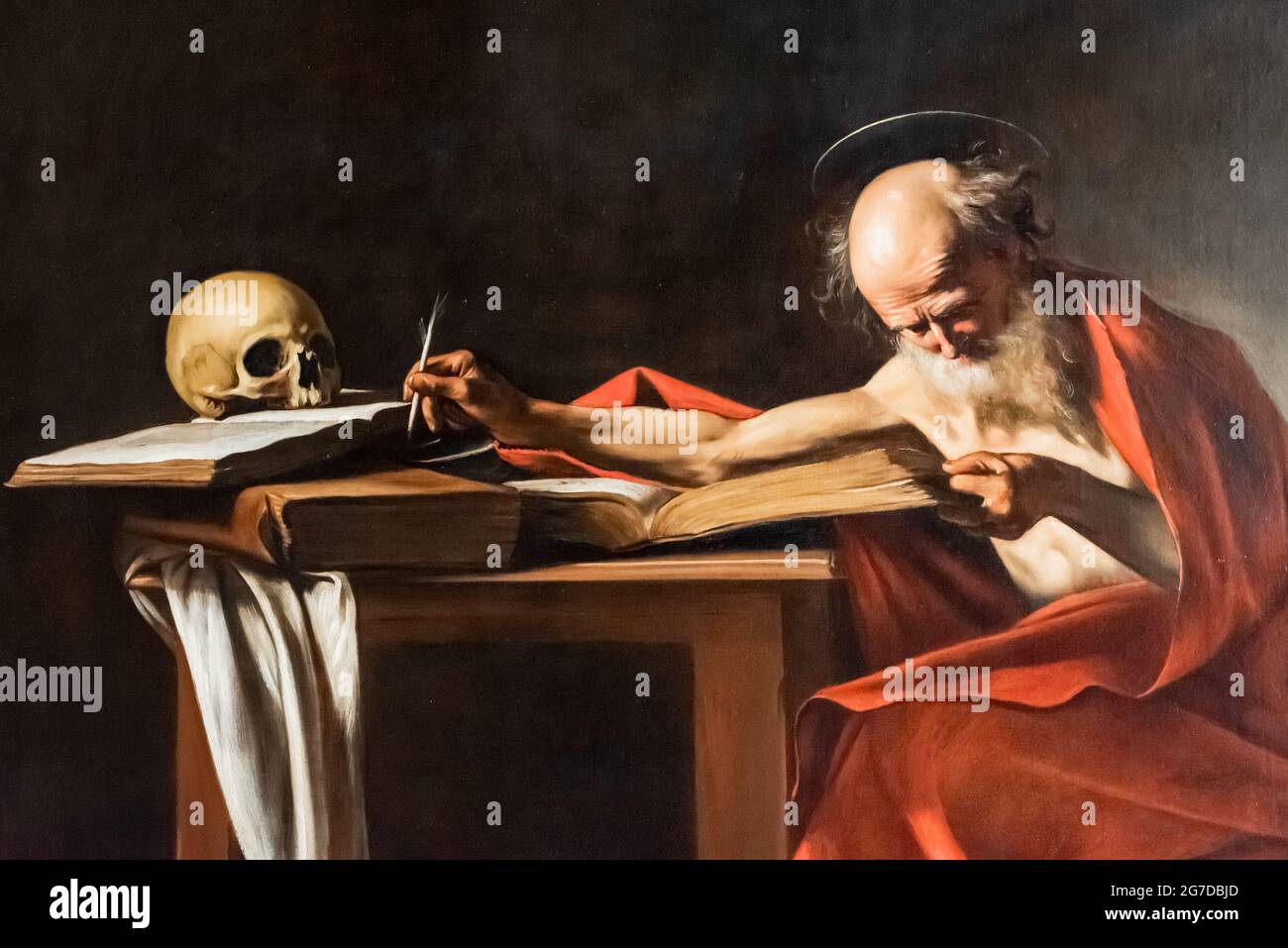 Saint Jerome studying by Caravaggio Stock Photo Alamy