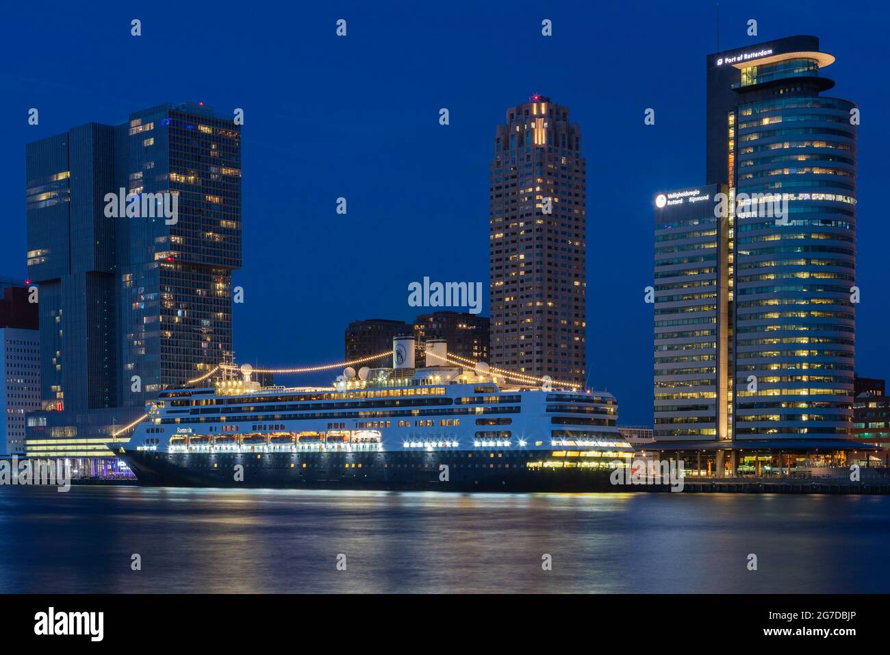 Wilhelminapier with the cruiseschip the Rotterdam, flagship of the