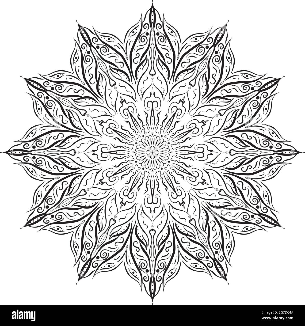 Abstract openwork circular pattern with detailed elements on a white ...