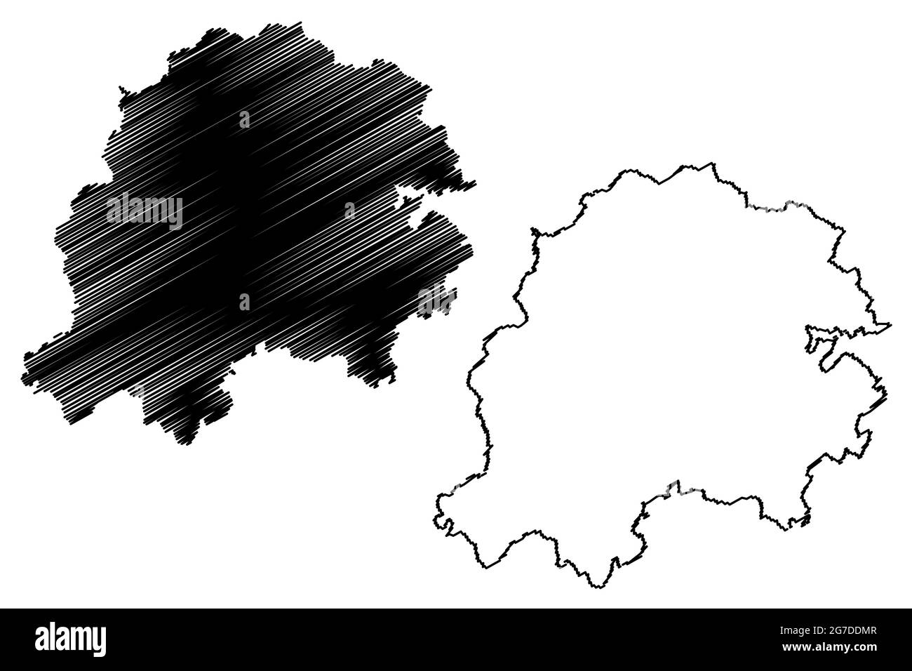 Hersfeld-Rotenburg district (Federal Republic of Germany, rural district Kassel region, State of Hessen, Hesse, Hessia) map vector illustration, scrib Stock Vector