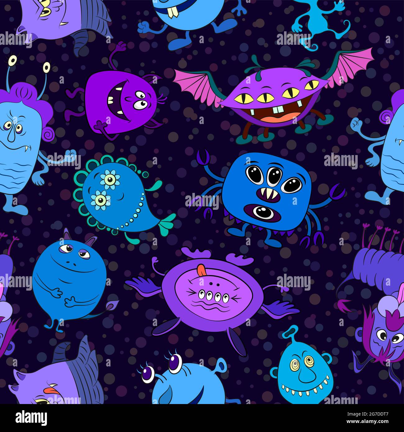 Cartoon Monsters Seamless Stock Vector
