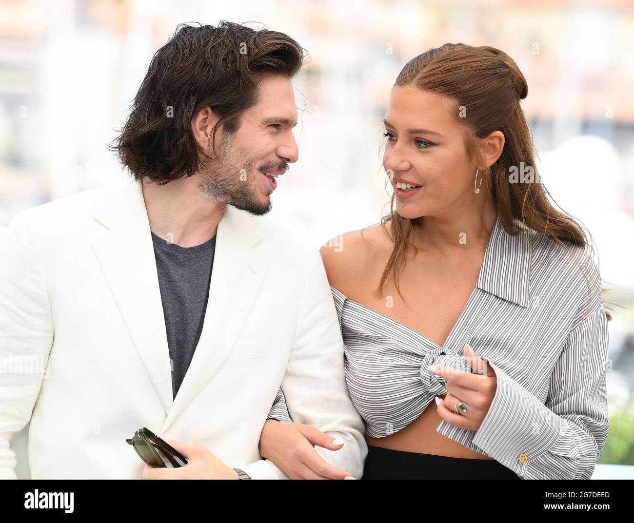 Cannes, France, 13 July 2021 Francois Civil and Adèle Exarchopoulos at the photocall for Bac Nord, held at the Palais des Festival. Part of the 74th Cannes Film Festival. Credit: Doug Peters/EMPICS/Alamy Live News Stock Photo