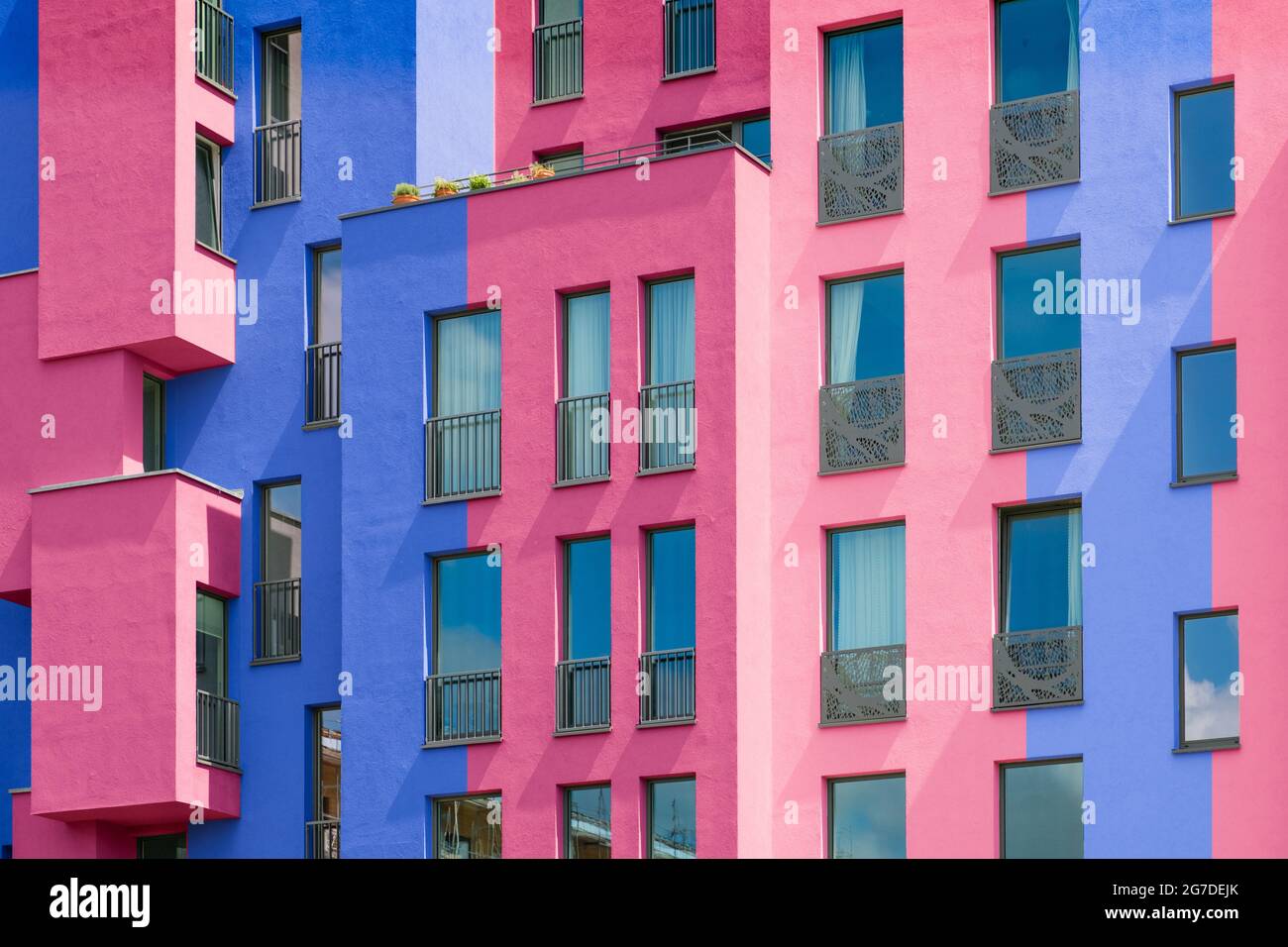 Colorful building facade - multi colored house exterior Stock Photo