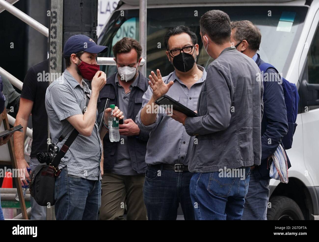 Director James Mangold Visits The Set As Set Building Continues In Glasgow City Centre Ahead Of Filming For What Is Thought To Be The New Indiana Jones 5 Movie Starring Harrison Ford
