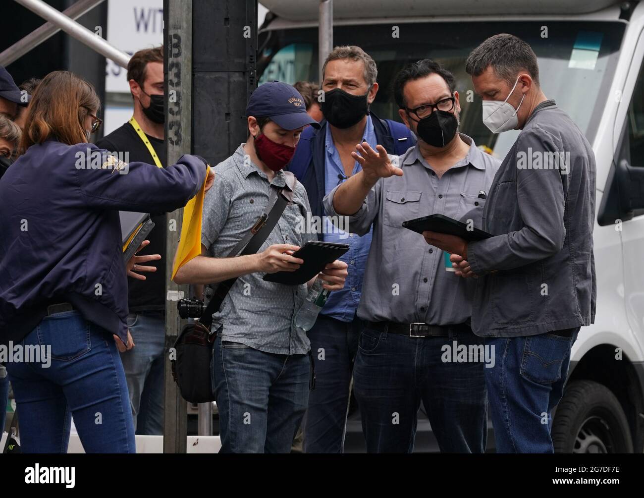 Director James Mangold Visits The Set As Set Building Continues In Glasgow City Centre Ahead Of Filming For What Is Thought To Be The New Indiana Jones 5 Movie Starring Harrison Ford