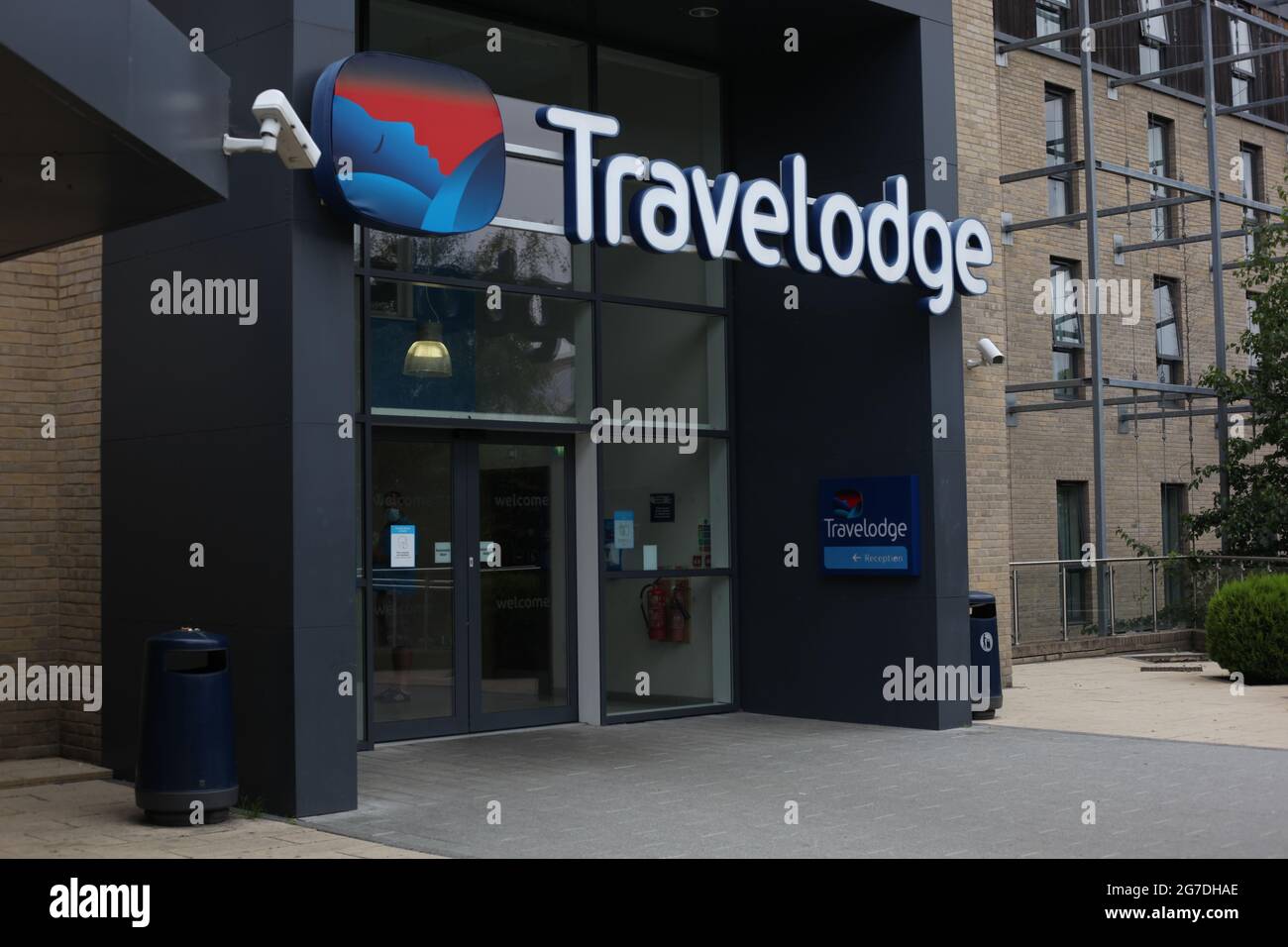 Leisure and Hospitality Industry - Exterior of Travelodge Hotel Building, Cambridge, Britain Stock Photo