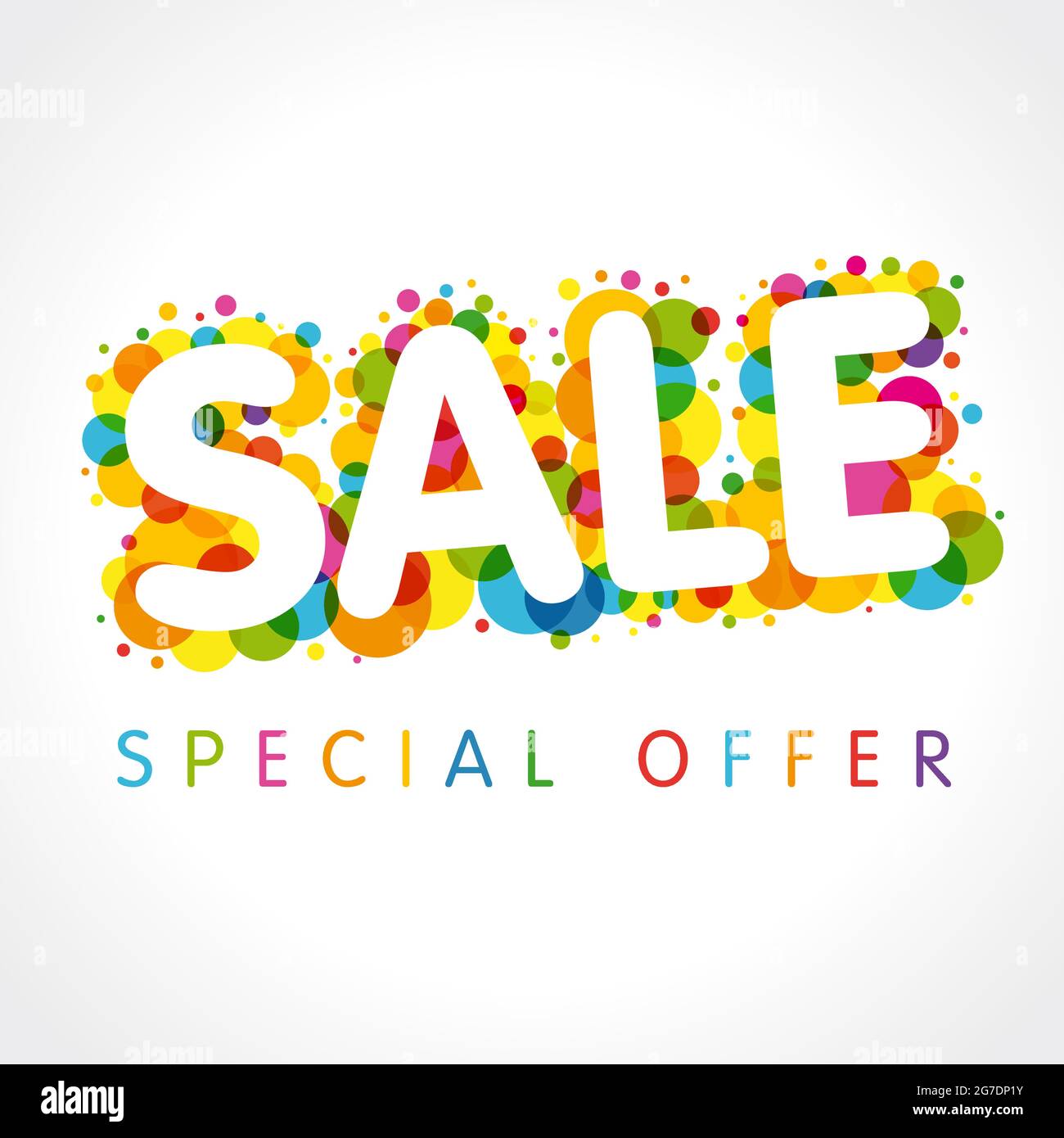 Sale inscription, color bubbles. Colour art lettering with capital