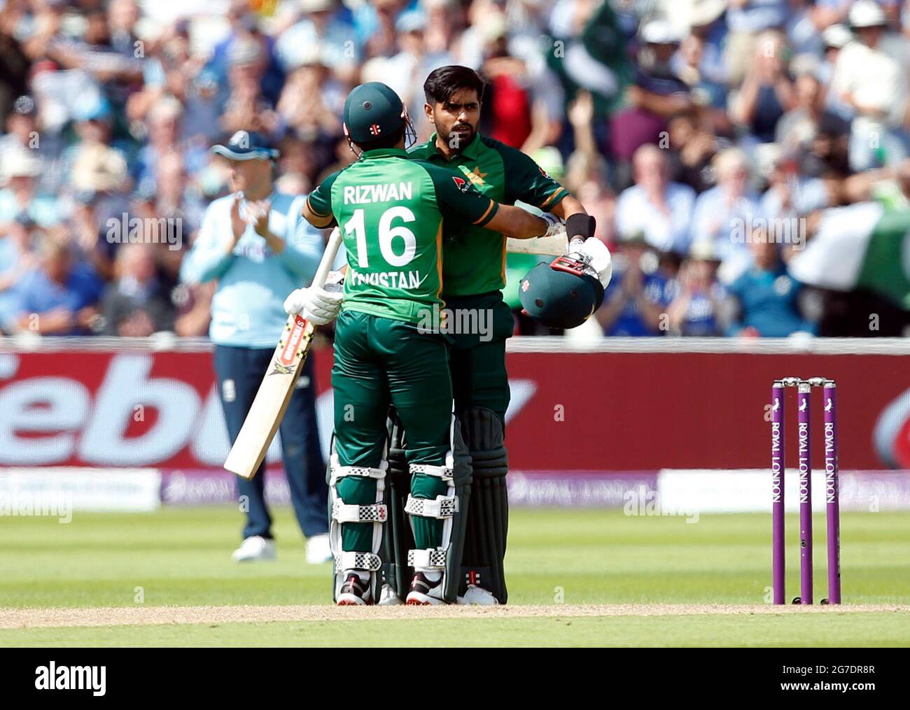 Cricket Third One Day International England V Pakistan Edgbaston Stadium Birmingham Britain July 13 2021 Pakistan S Babar Azam Celebrates His Century With Mohammad Rizwan Action Images Via Reuters Ed Sykes Stock Photo Alamy
