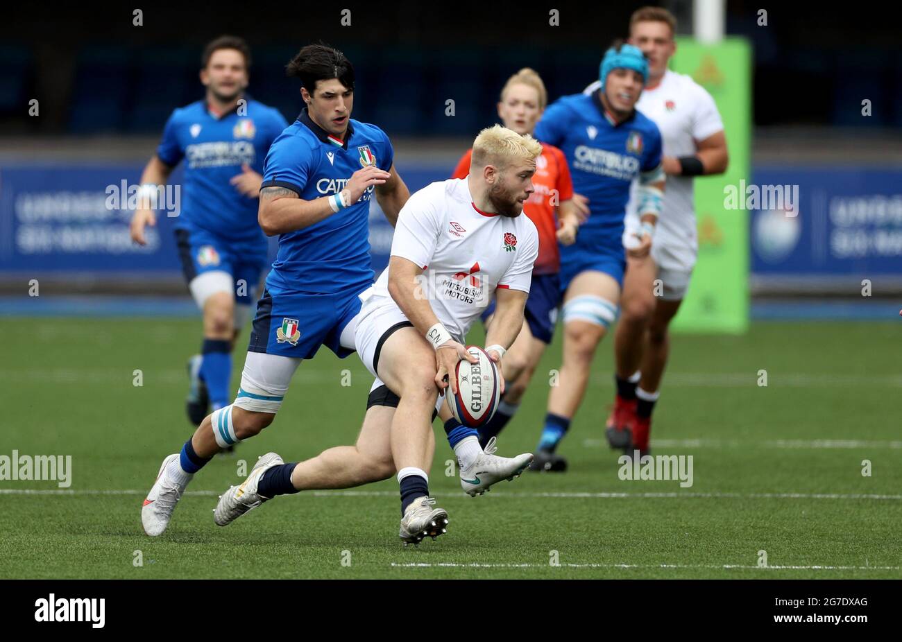 England's Sam Riley in action during the Under 20s Guinness Six Nations match at Cardiff Arms Park, Cardiff. Picture date: Tuesday July 13, 2021. Stock Photo