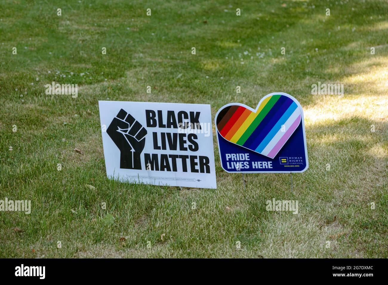 Gay Rights Movement Sign Political sign, Black Lives Matter, Gay pride sign, on lawn, USA, by ...
