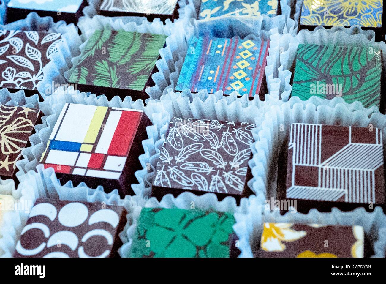 Colorful chocolates from Kokak Chocolates in the Castro, San Francisco