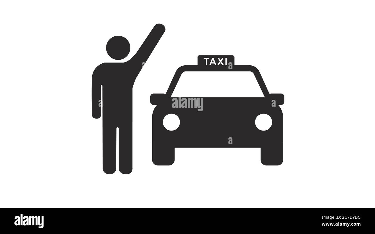 Taxi Icon. Person catching taxi vector icon on white background Stock Vector