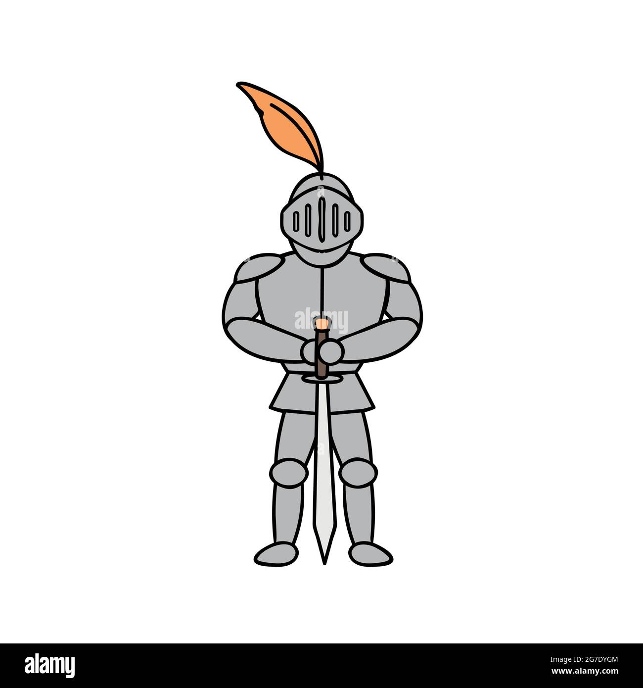 knight in armor illustration on white background Stock Vector