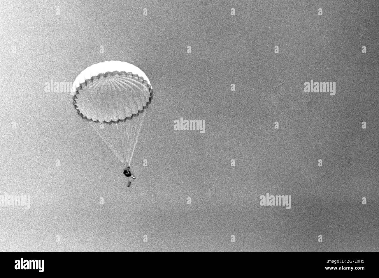 File photo dated 28/07/71 of the Prince of Wales during his first parachute jump above Poole Harbour. The prince was 23 years old when he completed his first parachute drop on July 29 1971 from an Andover aircraft into Studland Bay, Dorset. Issue date: Tuesday July 13, 2021. Stock Photo