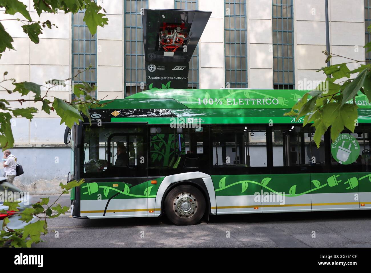 Electric bus charging station in Milan Stock Photo Alamy