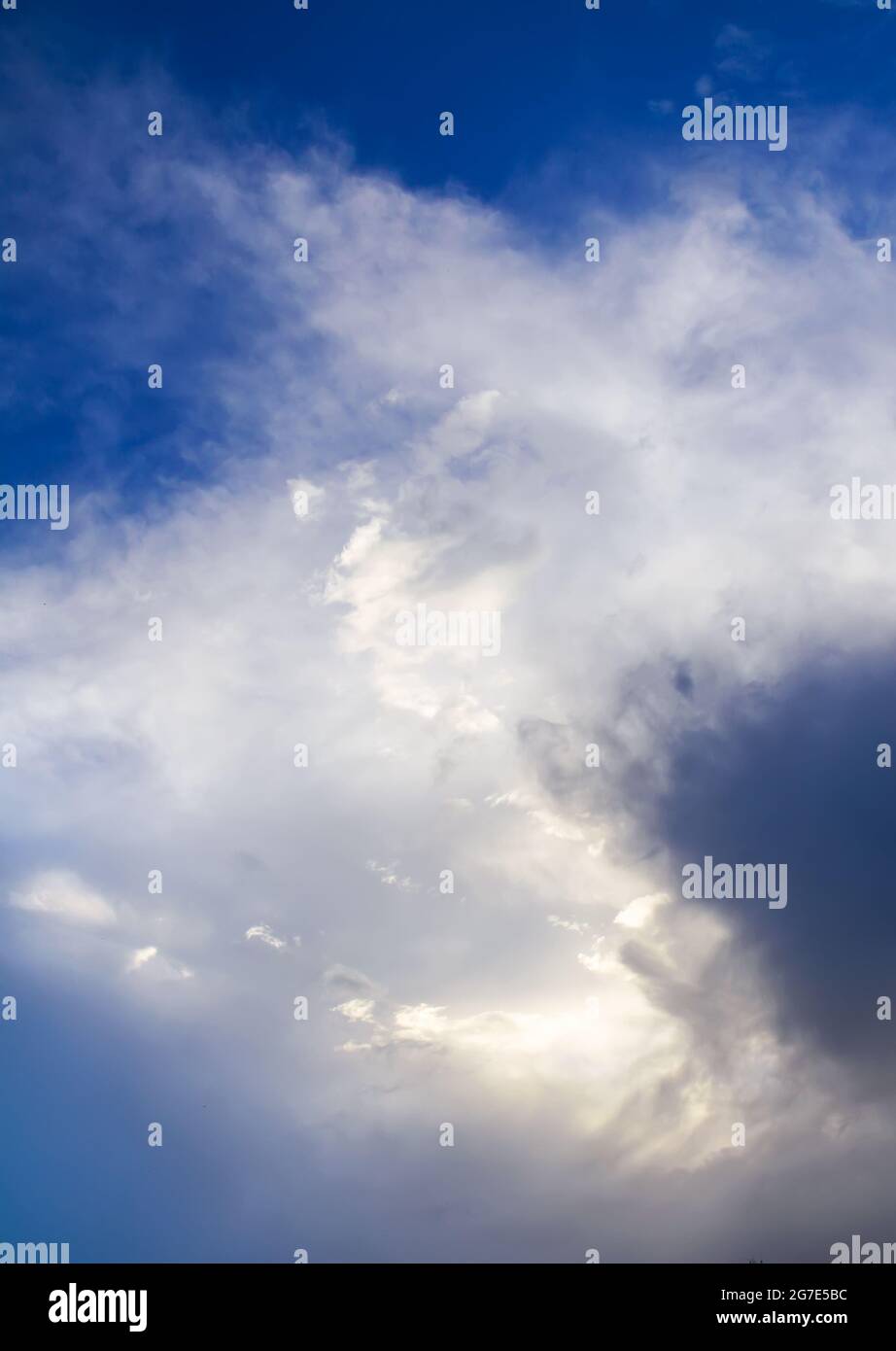 Blue sky with white clouds in sunny summer day Stock Photo - Alamy