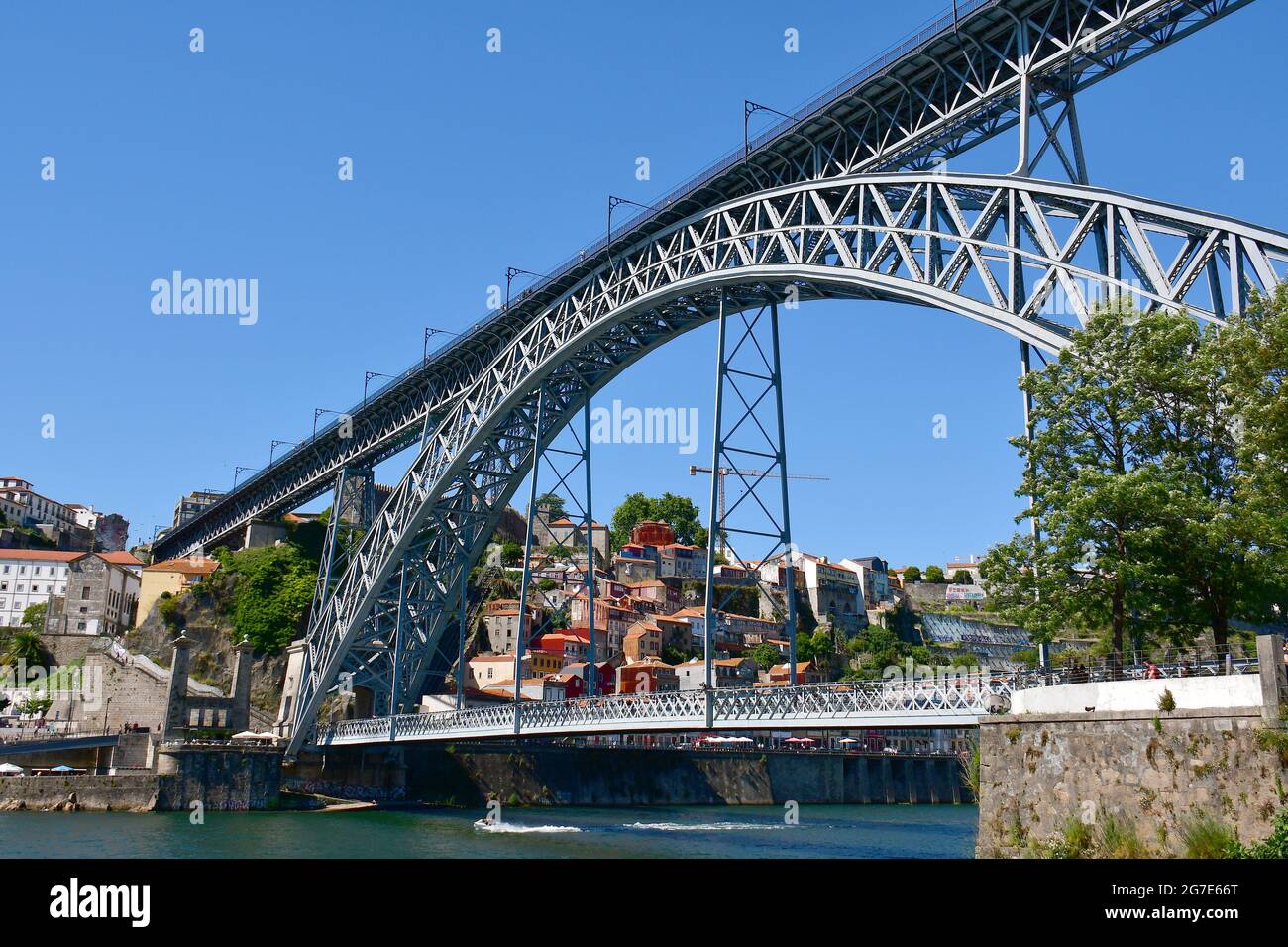 Dom Luís I Bridge, Ponte de Dom Luís I, double-deck metal arch bridge, Porto, Portugal, Europe Stock Photo