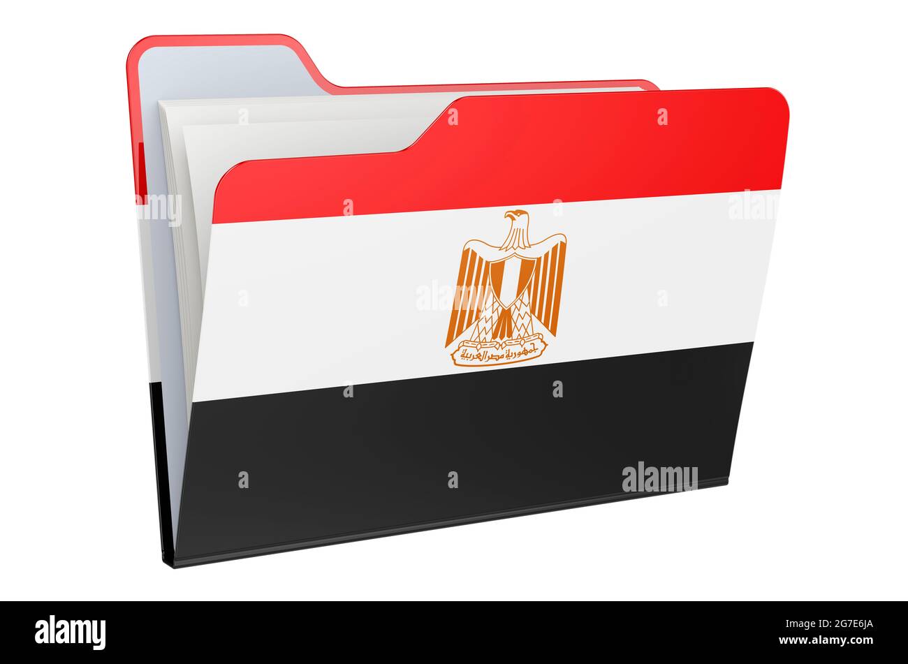 Computer folder icon with Egyptian flag. 3D rendering isolated on white ...