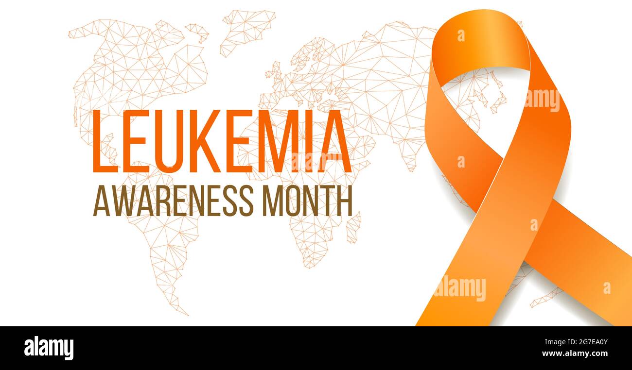 Leukemia awareness month concept. Banner with orange ribbon awareness