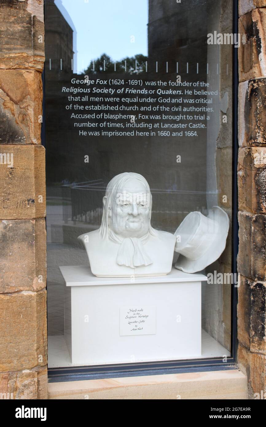 Bust of Fox, founder of Quakers, by artist Alan Ward on display