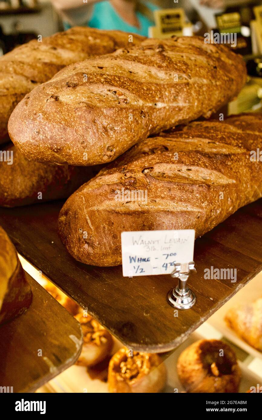 Loaves of Bread at the Old Town Bakery in Key West, Florida, FL, USA Stock Photo