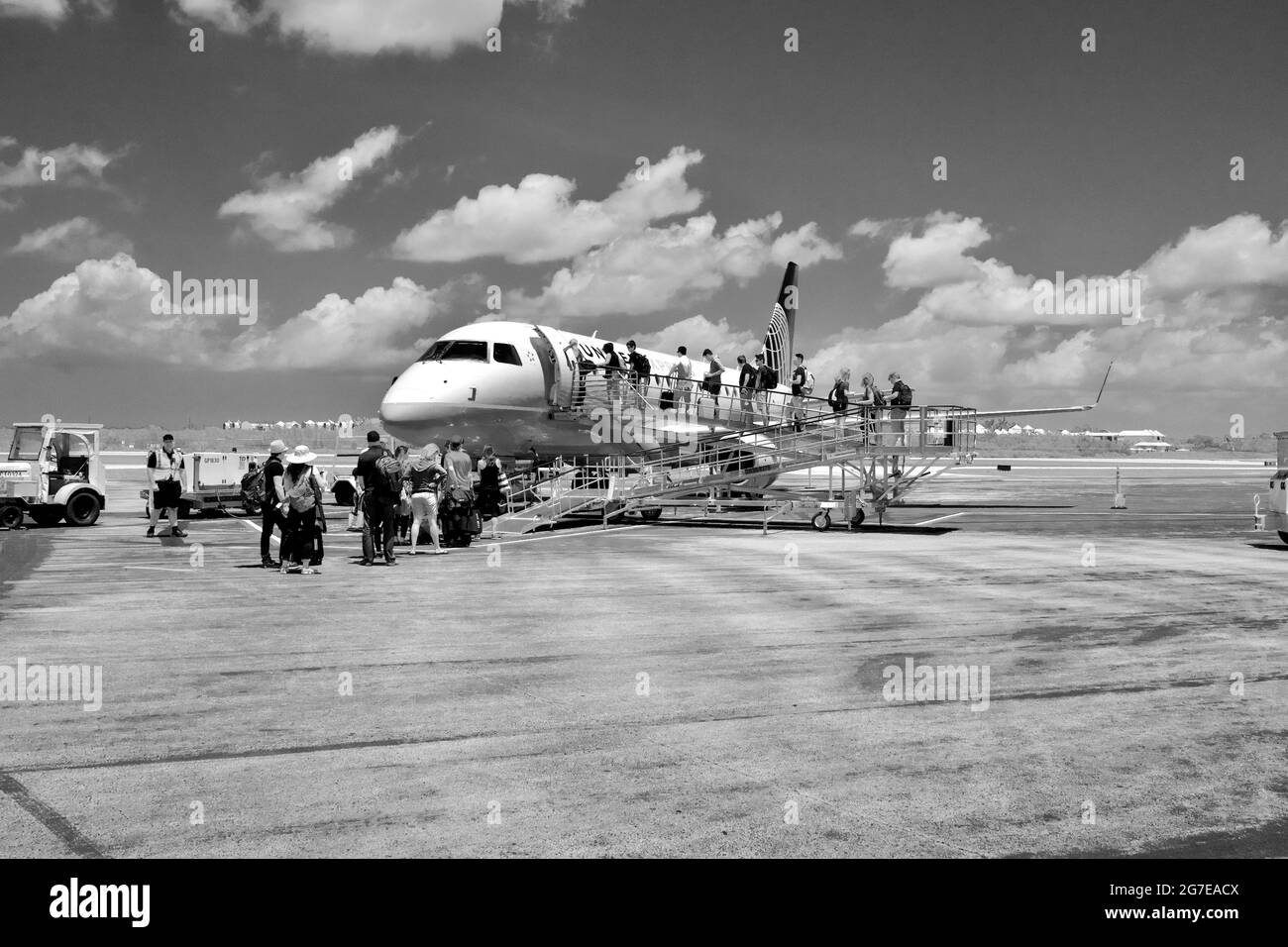 People boarding jet at the airport in Key West, FL, Florida, USA Using