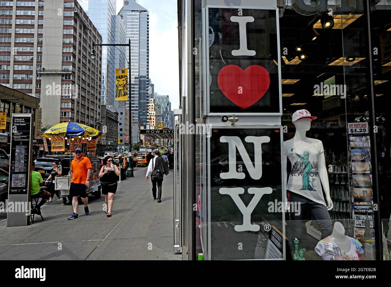Souvenir shop on a corner street of Manhattan, in New York City. Stock Photo