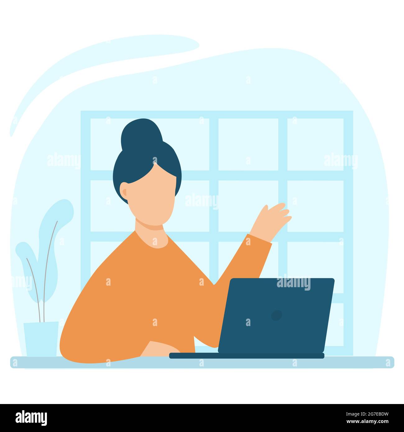 Woman working from home,home office concept.Vector illustration in flat style. Stock Vector