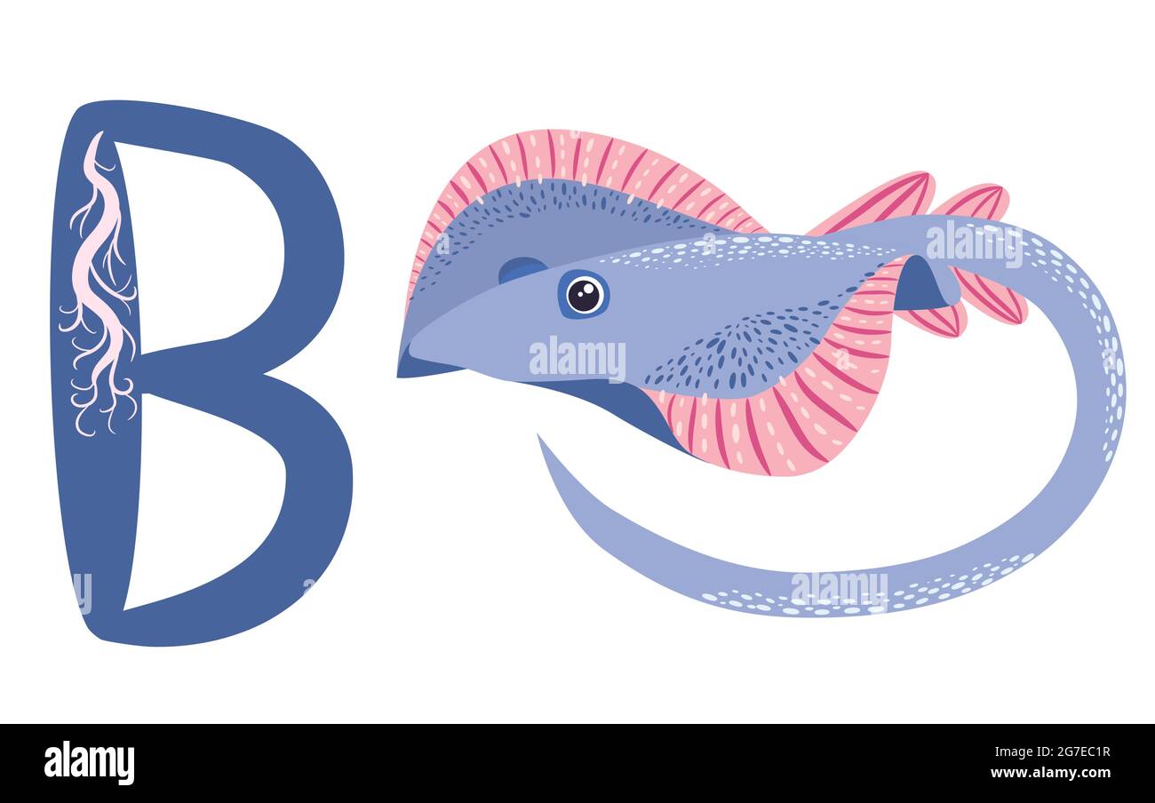 ABC kids letter ray fish Blue spotted sea animal cartoon character Ocean  animal, cramp fish Stingray fish for illustration, wildlife design Funny  sea Stock Vector Image & Art - Alamy