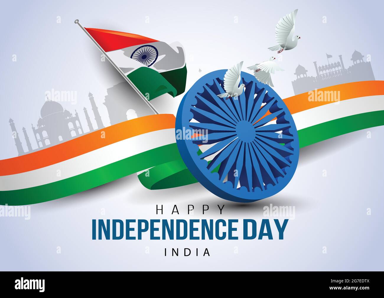 Happy Independence Day India 15th august. Indian monument and Landmark with background , poster, card, banner. vector illustration design Stock Vector
