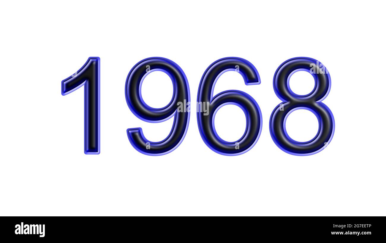 blue 1968 number 3d effect white background Stock Photo
