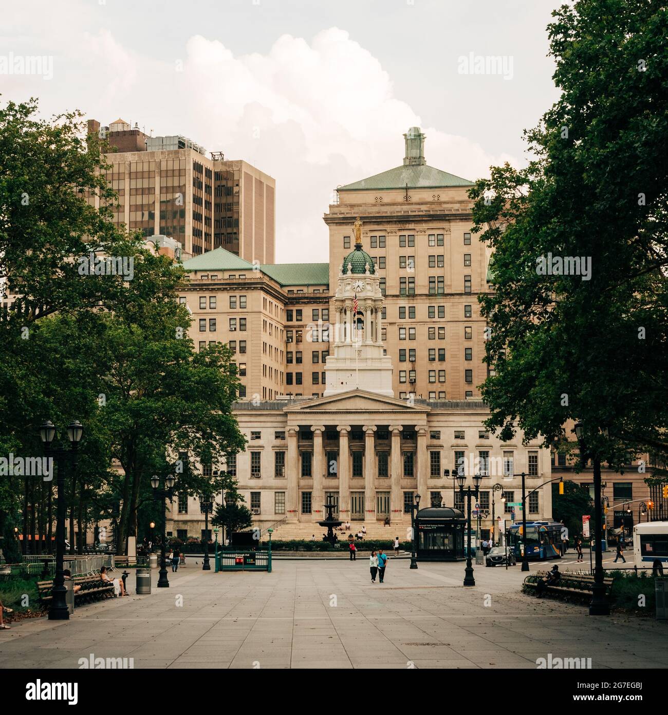 Columbus Park and Brooklyn Borough Hall, in downtown Brooklyn, New York