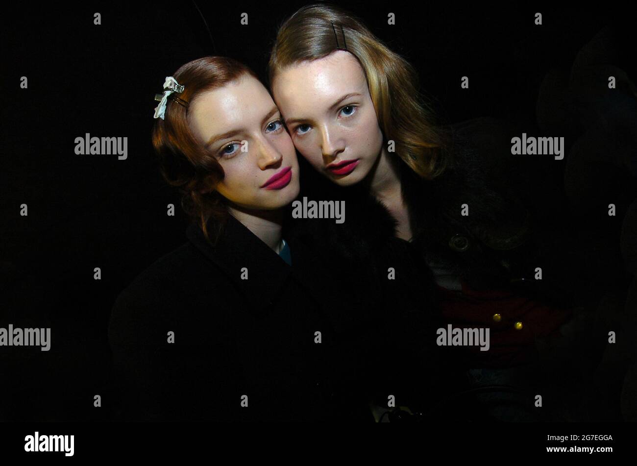 Fashion models pose for the camera before the Betty Jackson spring show ...