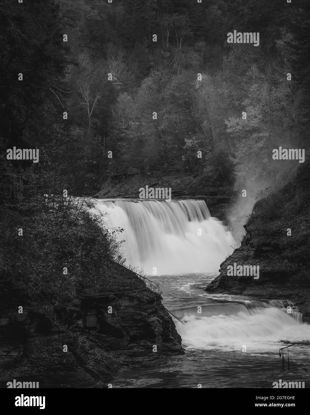 Lower Falls with autumn color, at Letchworth State Park, in western New