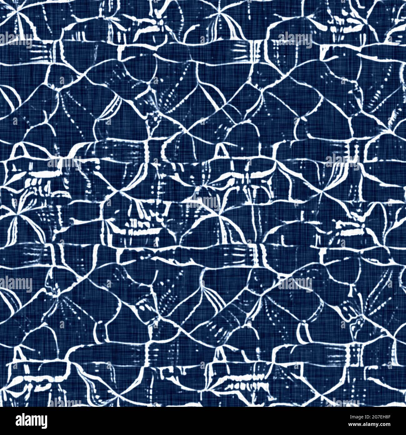 Acid wash blue jean effect texture with decorative linen mottled