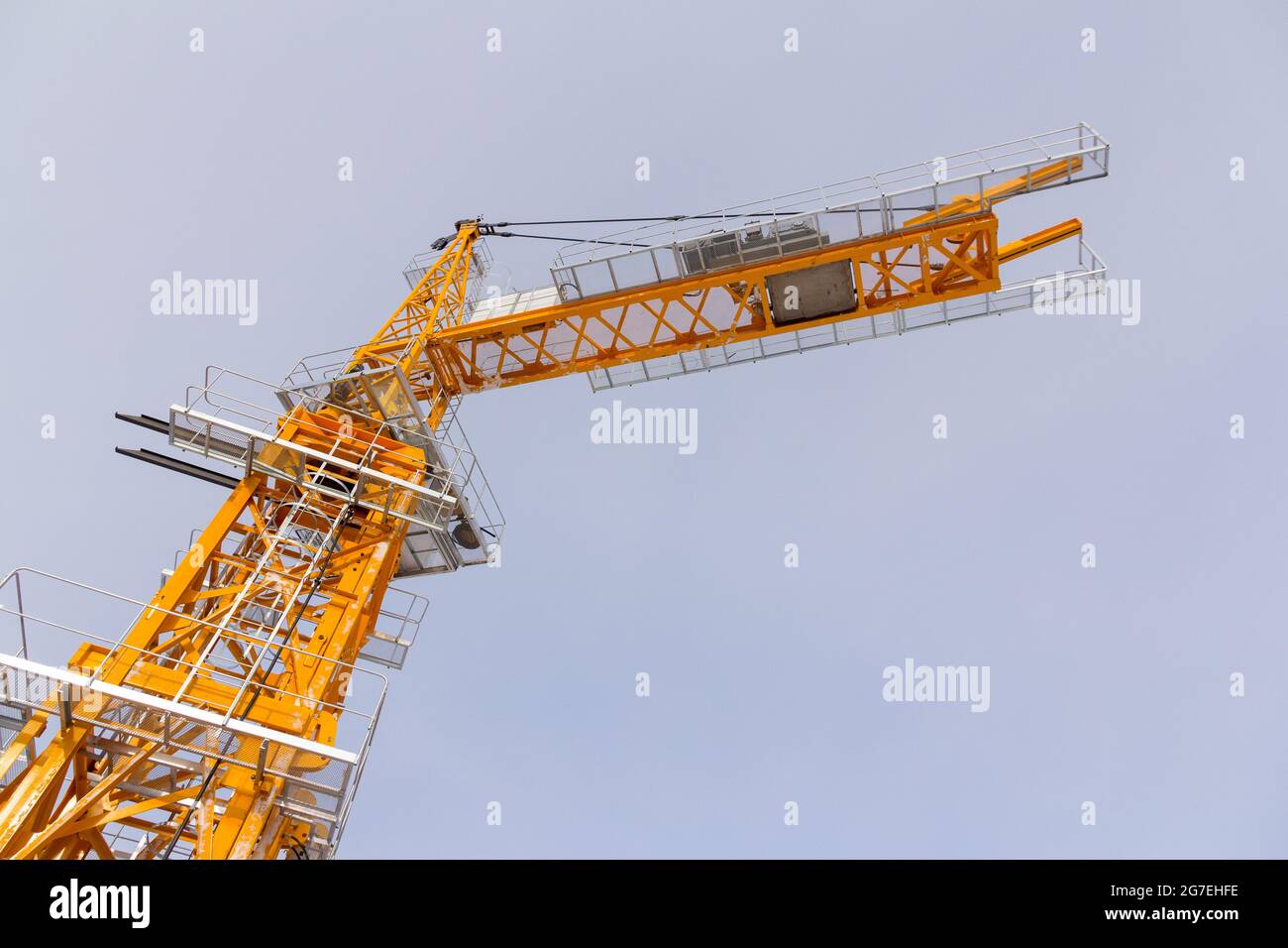 Tower crane assembly. Installation of a construction crane before
