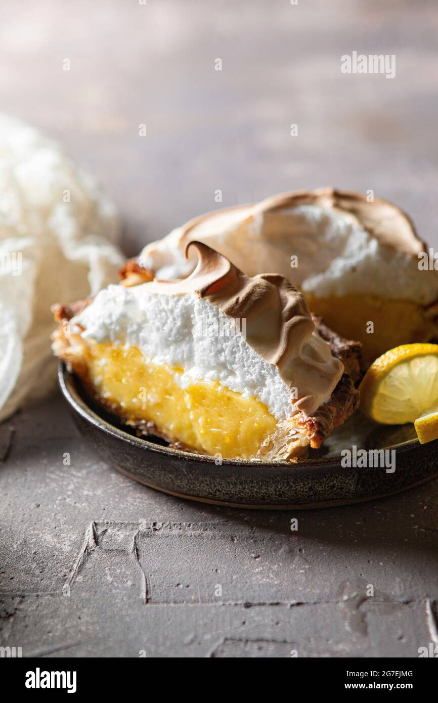 Mini Yuzu Meringue Pie dessert Stock Photo Alamy